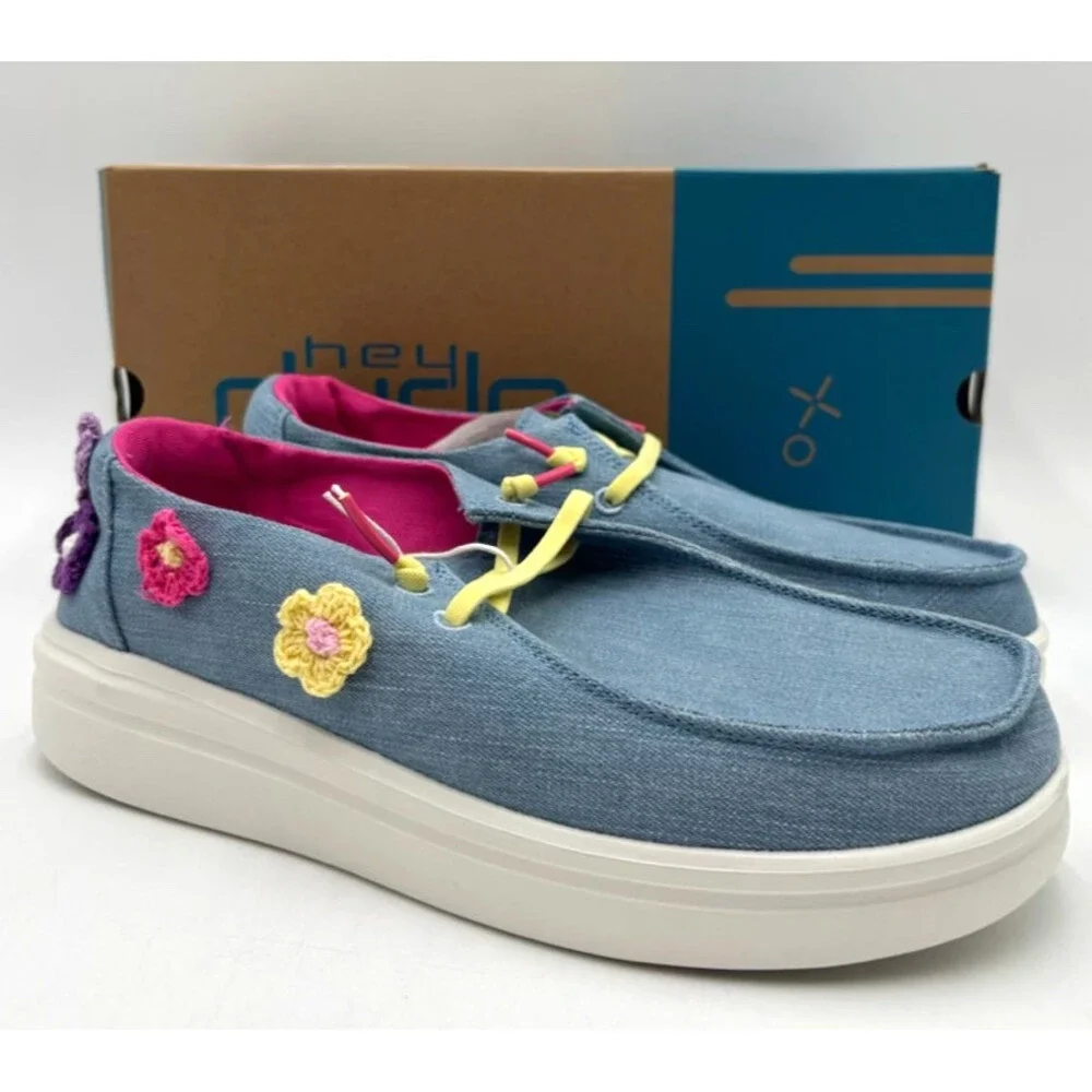 Hey Dude WENDY YOUTH RISE CROCHET DAHLIA Kids' NEW Sneaker Blue US Size Y6/L7